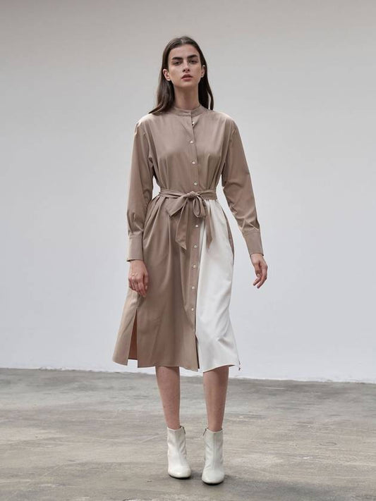 Beige block shirtdress - YOUNESS - BALAAN 2