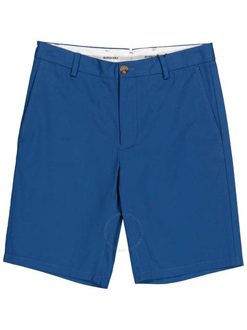 Burberry Dark Cerulean Blue Shibden Logo Applique Shorts Brand Size 54 Waist Size 37.4 - BURBERRY - BALAAN 1