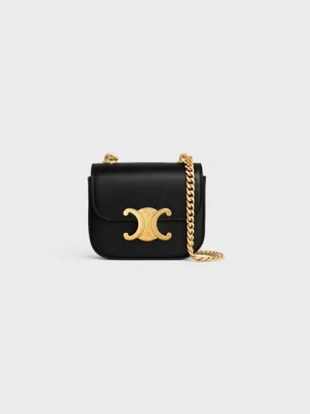 Triomphe Chain Shiny Calfskin Small Cross Bag Black - CELINE - BALAAN 2