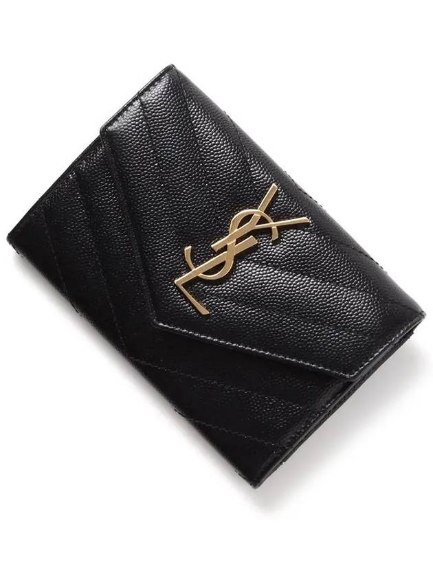 Monogram Envelope Small Half Wallet Black Gold - SAINT LAURENT - BALAAN 5