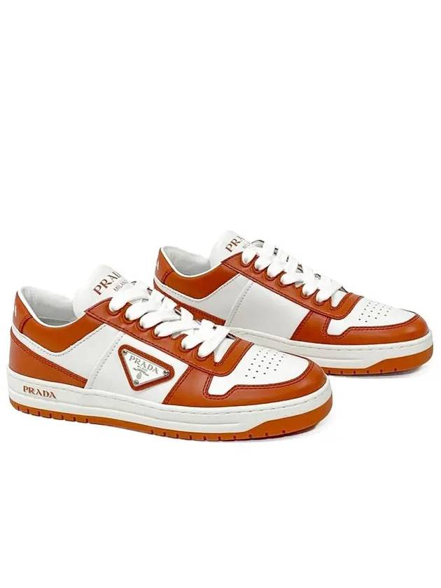 Downtown Perforated Leather Low Top Sneakers Orange - PRADA - BALAAN 5