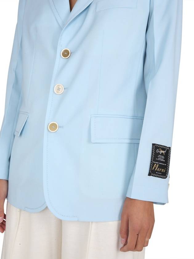 Tropical Wool Long Blazer Jacket Light Blue - MARNI - BALAAN 5