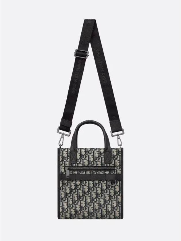 Safari North South Oblique Jacquard Tote Bag Black Beige - DIOR - BALAAN 6