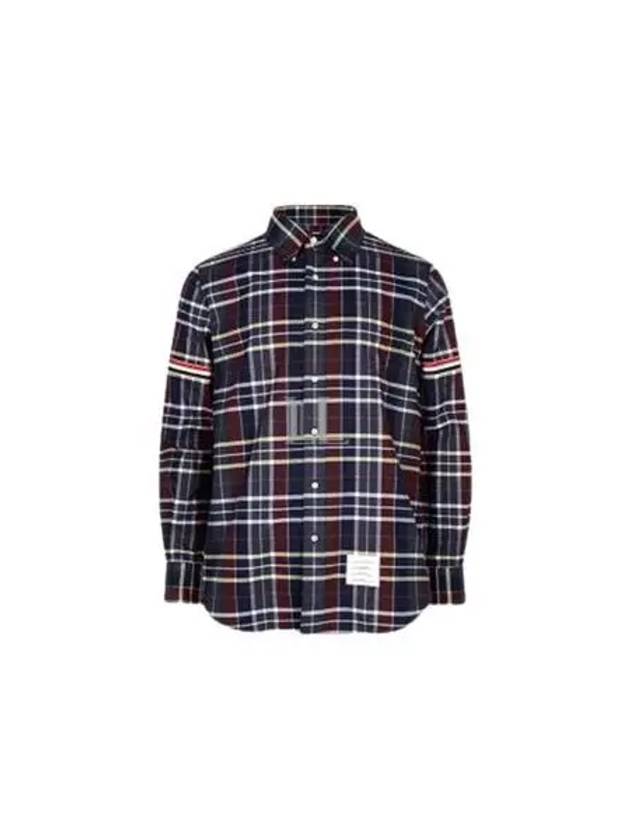 Tartan Check Flannel Long Sleeve Shirt - THOM BROWNE - BALAAN 2