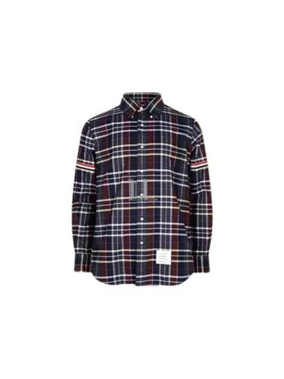 Tartan Check Flannel Long Sleeve Shirt - THOM BROWNE - BALAAN 2