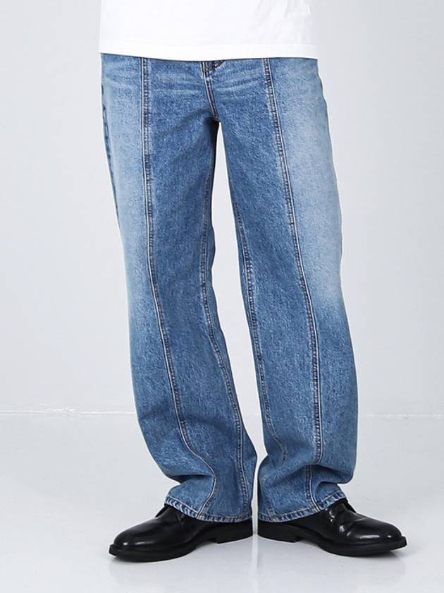 Wide fit front seam medium washed denim - KND - BALAAN 4