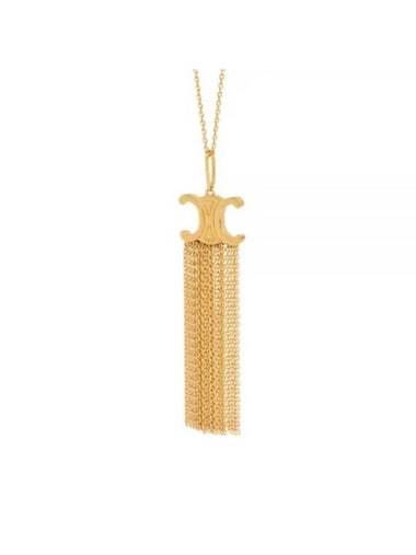 Triomphe Folk Fringe Long Necklace Gold - CELINE - BALAAN 1