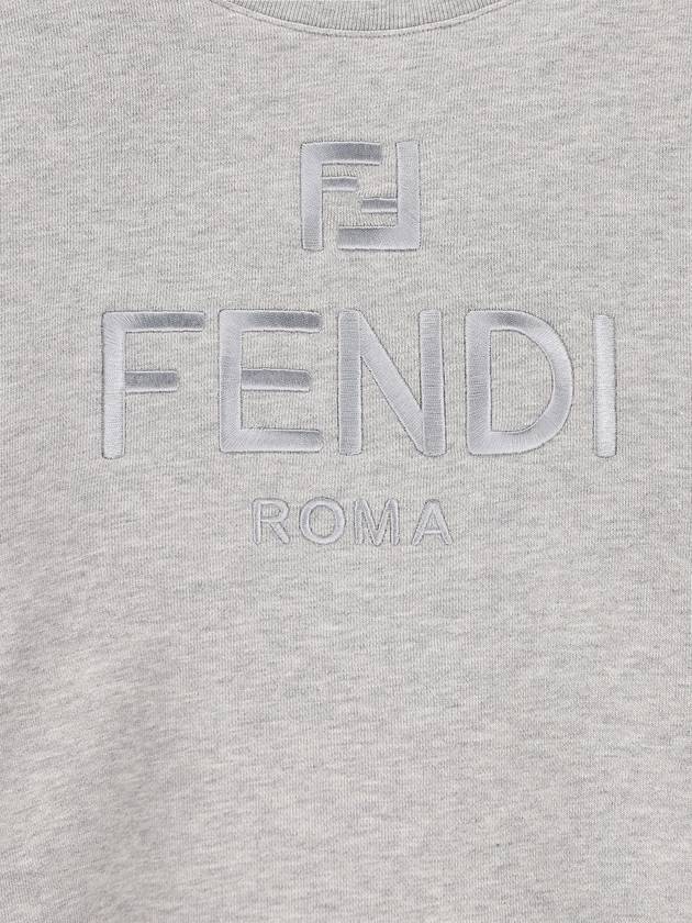 Crewneck Cropped Sweater Grey - FENDI - BALAAN 4