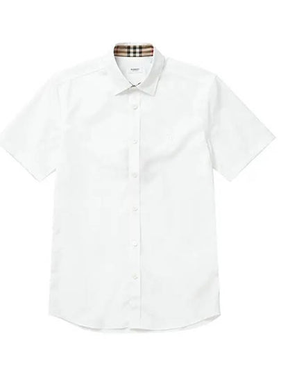 Chest Monogram Embroidered Cotton Short Sleeve Shirt White - BURBERRY - BALAAN 2