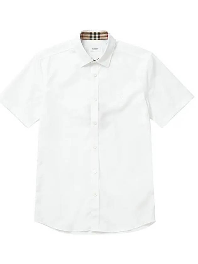 Chest Monogram Embroidered Cotton Short Sleeve Shirt White - BURBERRY - BALAAN 3