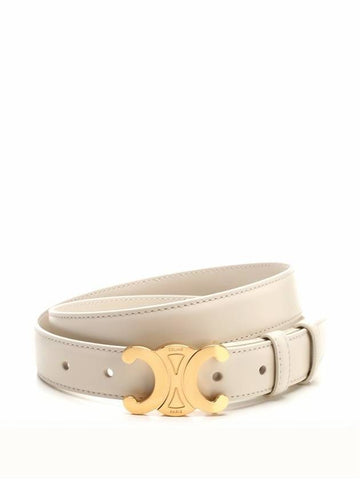 Triomphe Taurillon Medium Leather Belt White - CELINE - BALAAN 1