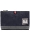 Corduroy Large Zip Pouch Clutch Bag Navy - THOM BROWNE - BALAAN 1