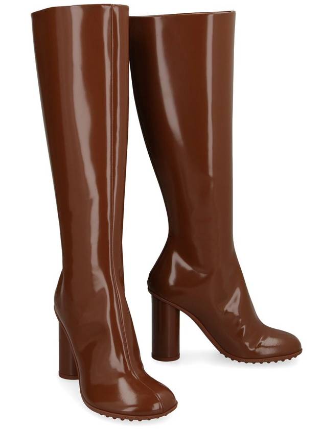 Women's Atomic Leather Knee High Long Boots Brown - BOTTEGA VENETA - BALAAN 4