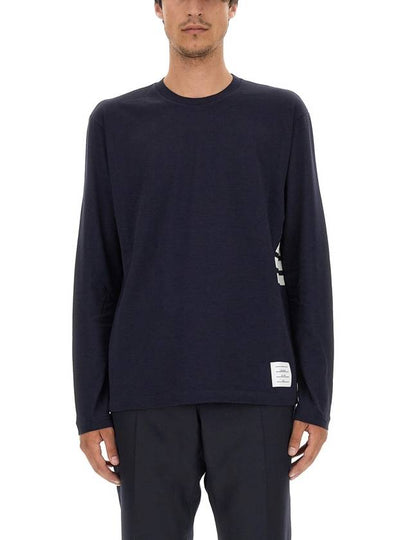 Wool Jersey 4-Bar Long Sleeve T-Shirt Navy - THOM BROWNE - BALAAN 2