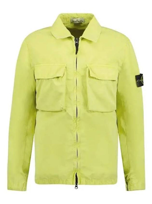 Old Effect Wappen Patch Zip-Up Shirt Jacket Lemon - STONE ISLAND - BALAAN.
