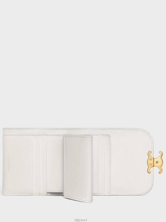 Shiny Triomphe Small Calfskin Half Wallet White - CELINE - BALAAN 4