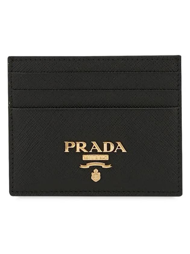 Metal Logo Saffiano Card Wallet Black - PRADA - BALAAN 2