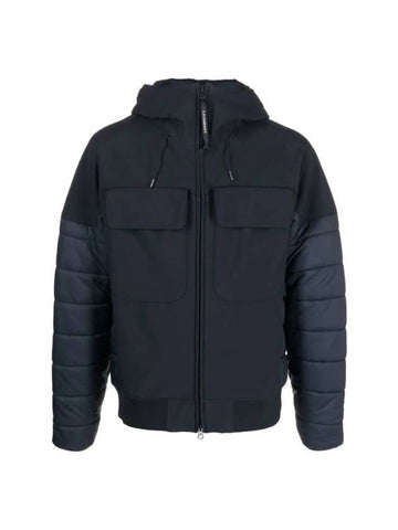 Shell Goggles Down Hooded Jacket Navy - CP COMPANY - BALAAN 1