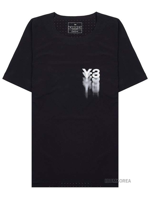 Logo Print Perforated Short Sleeve T-Shirt Black - Y-3 - BALAAN 3