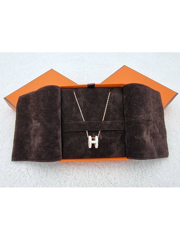 Mini Pop H Pendant Necklace Rose Gold Blue - HERMES - BALAAN 3