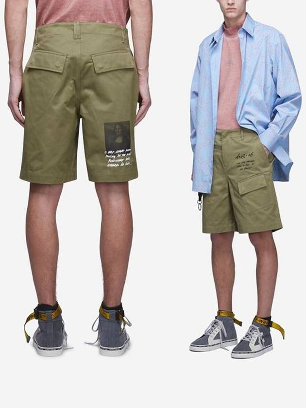 11th Anniversary Mona Lisa Cargo Short Pants OMCB039S19D05005 4310 - OFF WHITE - BALAAN 1