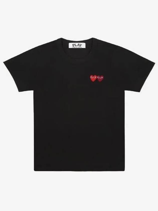 Double Heart Wappen Short Sleeve T-Shirt Black - COMME DES GARCONS - BALAAN 2