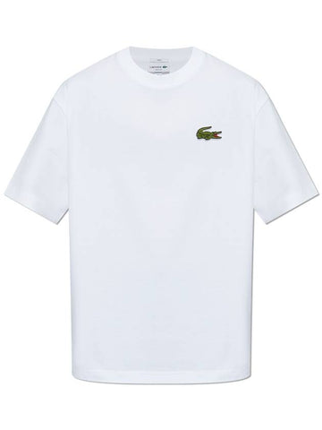 Loose Fit Heavy Cotton Badge Short Sleeve T-Shirt White - LACOSTE - BALAAN 1