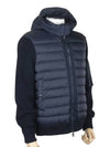 Logo Patch Padded Wool Cardigan Navy - MONCLER - BALAAN 6