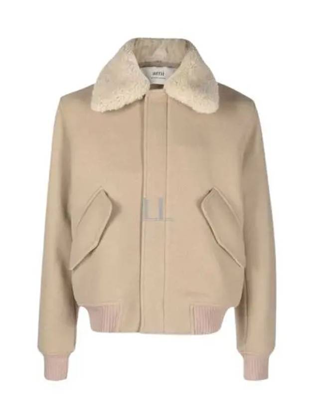 Shearling Collar Jacket Champagne - AMI - BALAAN 2