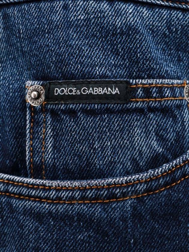 logo plaque denim straight pants blue - DOLCE&GABBANA - BALAAN 4