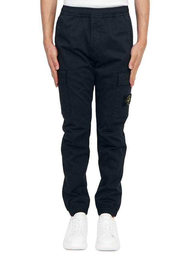 Stretch Cotton Wool Satin Cargo Straight Pants Navy - STONE ISLAND - BALAAN 2