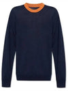 Contrast Collar Wool Knit Top Blue - MAISON MARGIELA - BALAAN 2