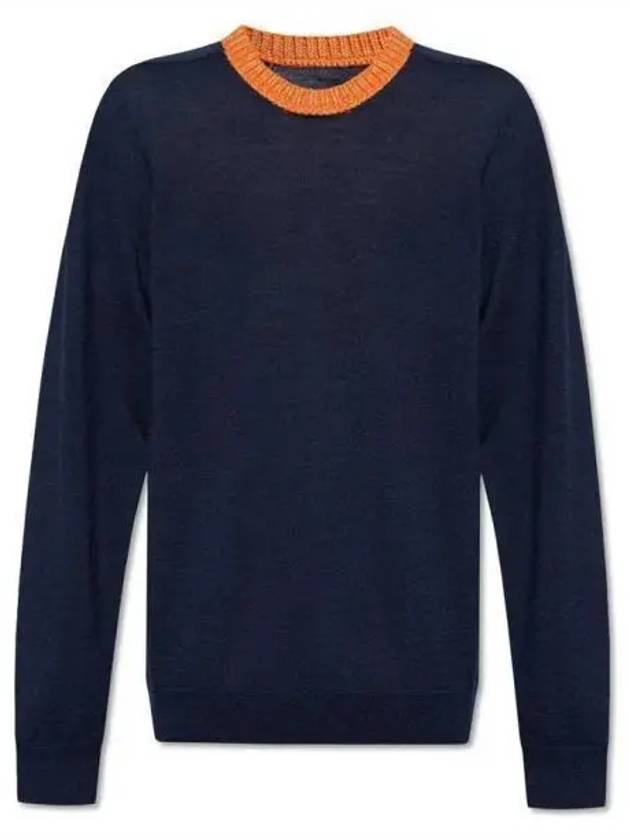 Contrast Collar Wool Knit Top Blue - MAISON MARGIELA - BALAAN 2