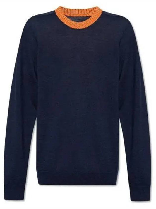 Contrast Collar Wool Knit Top Blue - MAISON MARGIELA - BALAAN 2