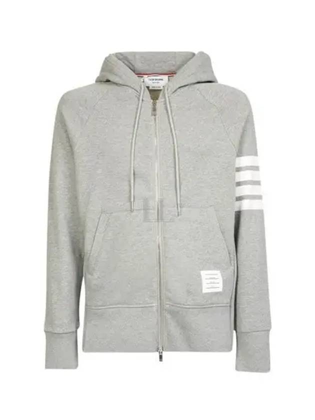 Engineered 4 Bar Diagonal Zip Up Hoodie Light Grey - THOM BROWNE - BALAAN 2