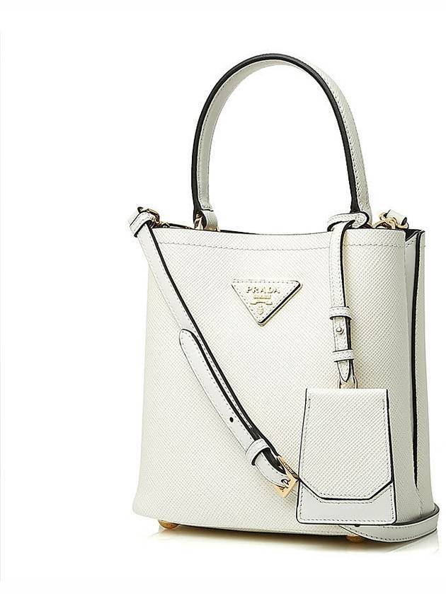 Panier Saffiano Leather Small Tote Bag White - PRADA - BALAAN 3