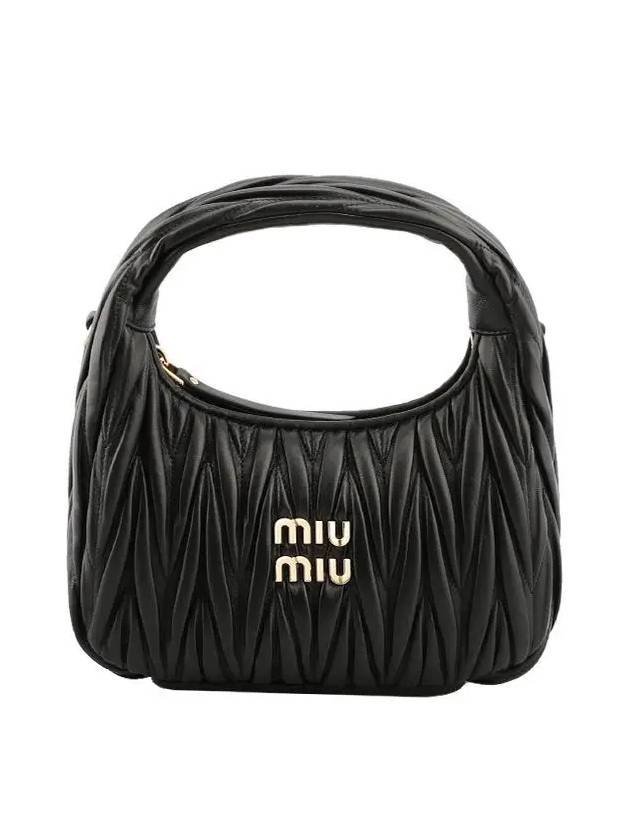 Wander Materasse Nappa Leather Mini Hobo Tote Bag Black - MIU MIU - BALAAN 3