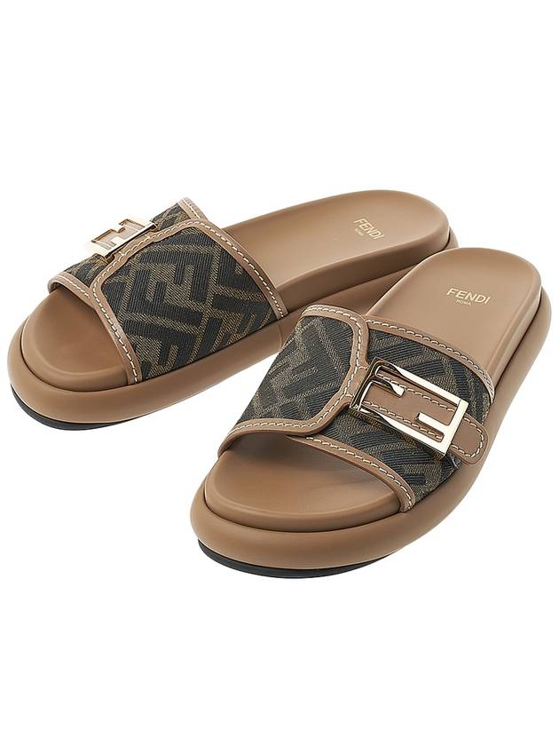 FF Baguette Slide Slippers Brown - FENDI - BALAAN 2