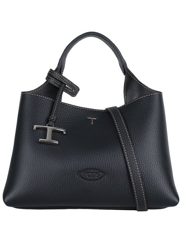 Logo Charm Leather Micro Tote Bag Black - TOD'S - BALAAN 3