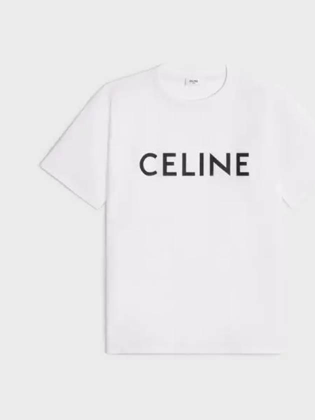 Logo Print Cotton Short Sleeve T-shirt White - CELINE - BALAAN 2