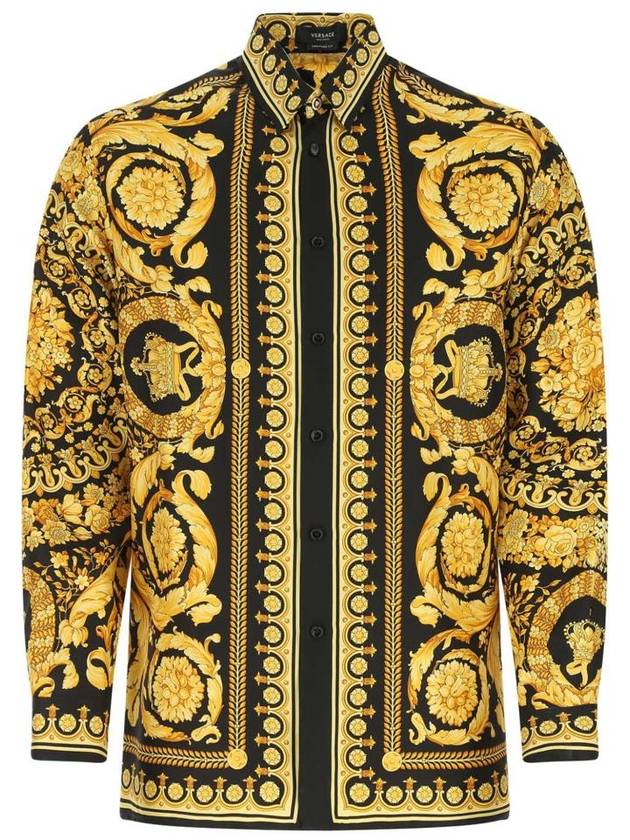 Barocco Pattern Silk Long Sleeve Shirt Black Yellow - VERSACE - BALAAN 2