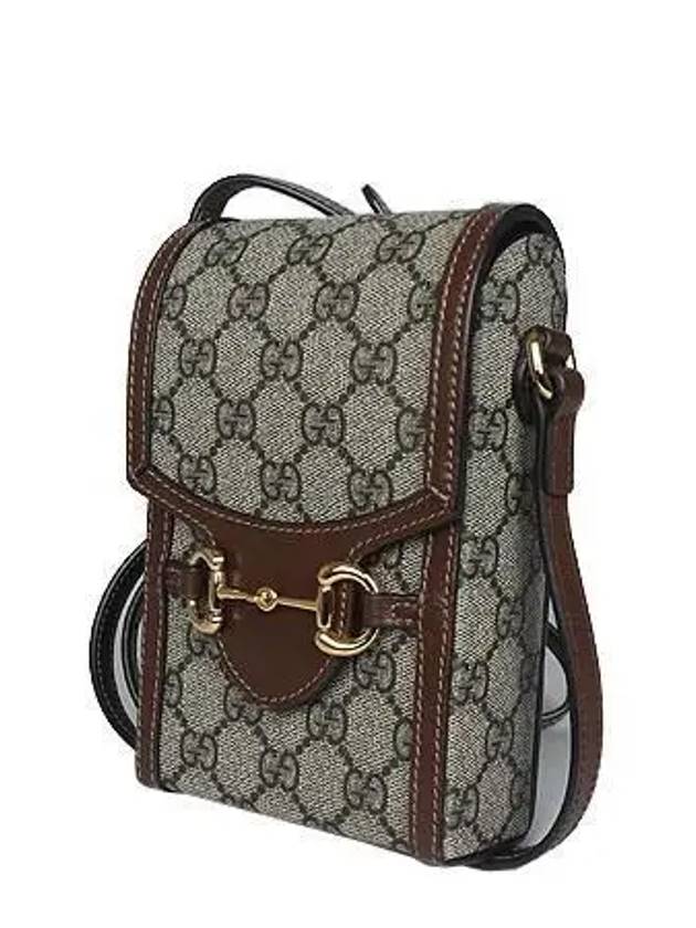 625615 Gold Horsebit 1955 Supreme Canvas Brown Leather Mini Cross Bag - GUCCI - BALAAN 3