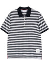 logo patch striped polo shirt MJP191AJ0120 - THOM BROWNE - BALAAN 1