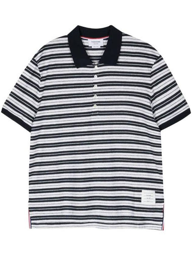 logo patch striped polo shirt MJP191AJ0120 - THOM BROWNE - BALAAN 1