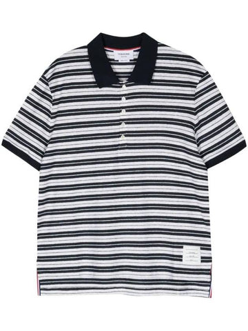 Logo Patch Striped Polo Shirt - THOM BROWNE - BALAAN 1