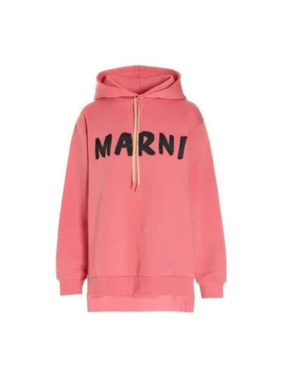 Logo Print Cotton Hooded Top Pink - MARNI - BALAAN 2