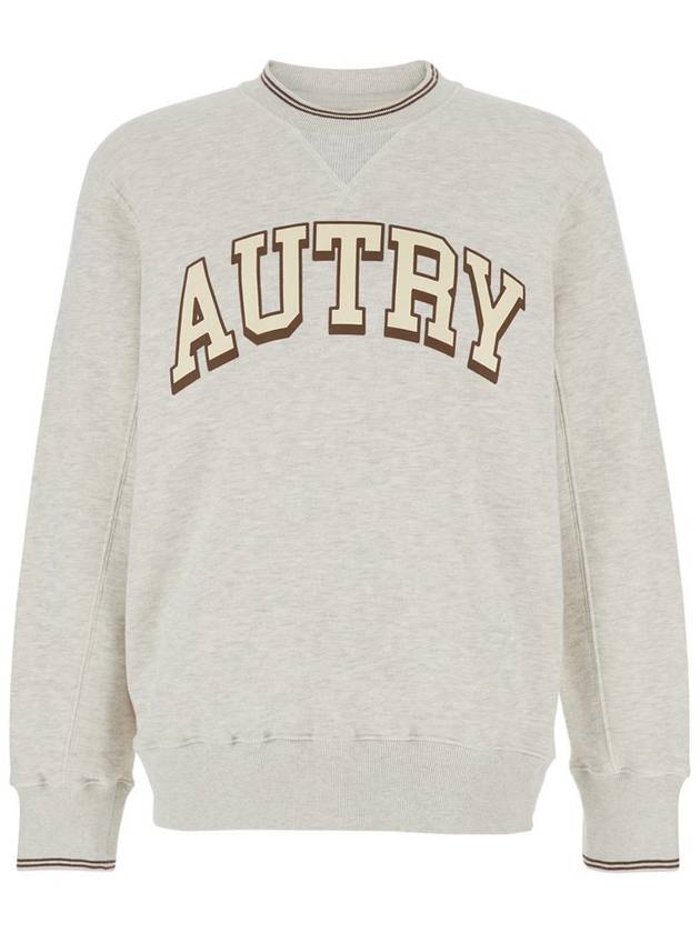 Grey Crewneck Sweatshirt With Logo Print In Jersey Man - AUTRY - BALAAN 1