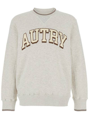 Grey Crewneck Sweatshirt With Logo Print In Jersey Man - AUTRY - BALAAN 1