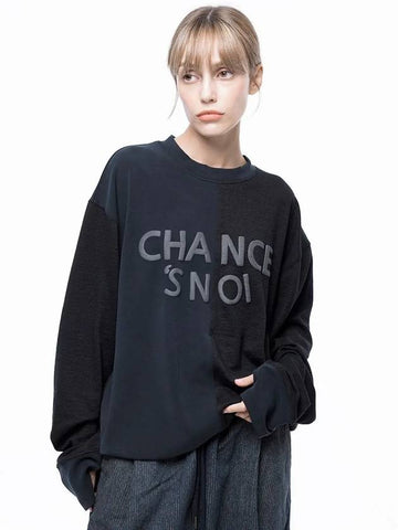 For Woman Women s M243MT01BR Snowy Reverse Sleeve Crew Neck Sweatshirt Black Navy - CHANCE'S NOI - BALAAN 1