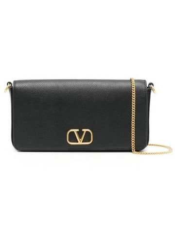 V Logo Signature Clutch Bag Black - VALENTINO - BALAAN 1